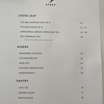 Steep - Menu - Tea Rooms Near Me - Los Angeles, California Steep - Menu - Tea Rooms Near Me - Los Angeles, California