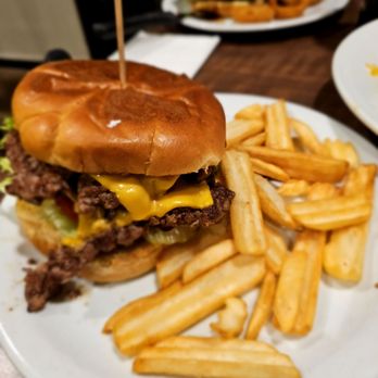 Denny's - Double Cheese Burger with fries. - American Near Me - Greenwood, Indiana Denny's - Double Cheese Burger with fries. - American Near Me - Greenwood, Indiana