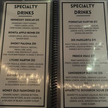Cloud 9 Lounge - menus for special drinks - Karaoke Near Me - Hollywood, Florida