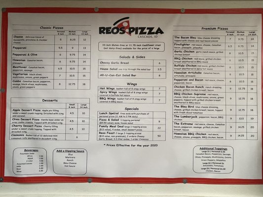 Menu photo 3 Reo's Pizza Cascade, ID Menu photo 3 Reo's Pizza Cascade, ID