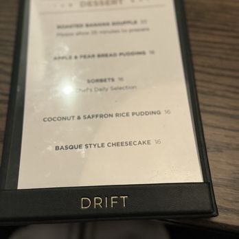 Drift - Dessert menu - New American Near Me - Weehawken, New Jersey