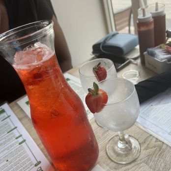 Green Eggs Cafe - Strawberry Refresher- Prosecco, Strawberry Syrup and fresh strawberries was strong but not sweet at all. - Breakfast & Brunch Near Me - Philadelphia, Pennsylvania