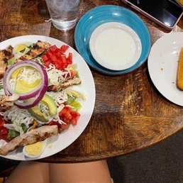 Yogi chicken chef salad with ranch and corn bread Yogi chicken chef salad with ranch and corn bread