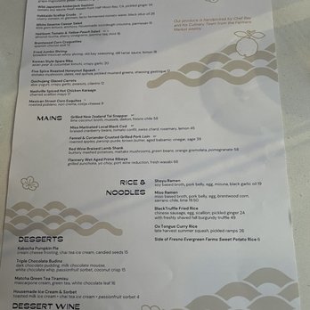 Ryla - Menu 10/14/22 - Asian Fusion Near Me - Hermosa Beach, California