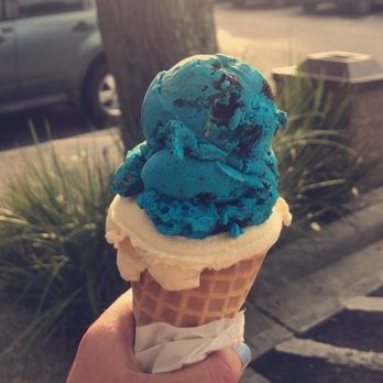 Frozen Moo - Cookie Monster and banana flavor in a waffle cone - Ice Cream & Frozen Yogurt Near Me - Hilton Head Island, South Carolina Frozen Moo - Cookie Monster and banana flavor in a waffle cone - Ice Cream & Frozen Yogurt Near Me - Hilton Head Island, South Carolina