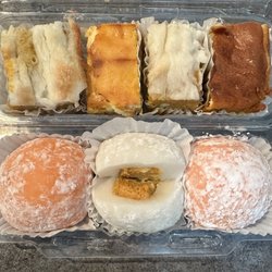 Bake You A Smile Hawaii - Top: Pumpkin Haupia & Pumpkin Cheesecake Butter Mochi. Bottom: pumpkin crunch filled mochi