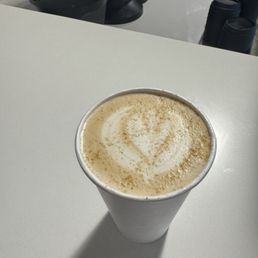 One of their seasonal coffee drinks. The Cottage. Salted maple syrup, espresso, steamed milk, with a dusting of cinnamon graham cracker.