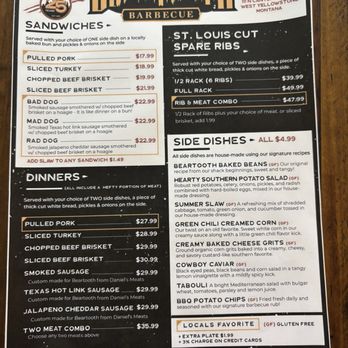 Beartooth Barbecue - Menu - Barbeque Near Me - West Yellowstone, Montana