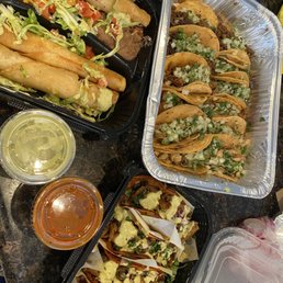 Flautas, enchilado tacos, and mixed taco tray