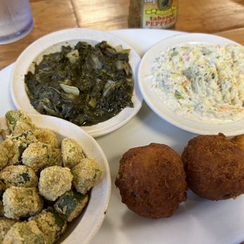 Gladys' - Fried Okra, turnip greens, hush puppies and the best coleslaw ever! - Southern Near Me - Lexington, Mississippi Gladys' - Fried Okra, turnip greens, hush puppies and the best coleslaw ever! - Southern Near Me - Lexington, Mississippi
