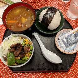 Tako-San - Takoyaki Set (soup if the day, rice ball, and salad)