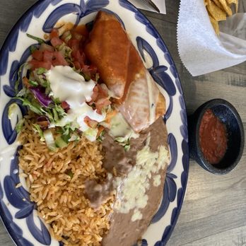 El Pedregal Mexican Restaurant - Chicken chimichanga with beans and rice - Tacos Near Me - Lithopolis, Ohio El Pedregal Mexican Restaurant - Chicken chimichanga with beans and rice - Tacos Near Me - Lithopolis, Ohio