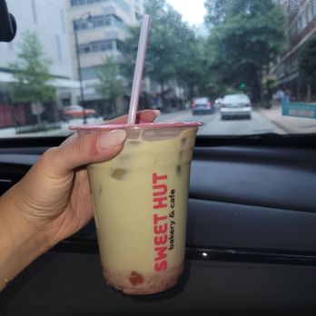 Sweet Hut Bakery & Cafe - Strawberry peach matcha latte - Coffee & Tea Near Me - Atlanta, Georgia
