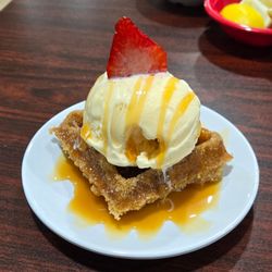 Toddle Inn Restaurant - World Famous Churro Waffle with Ice Cream and Cajeta