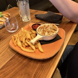 Rusted Roost Restaurant & Bar - Chicken Pot Pie with French fries