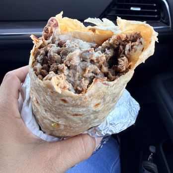 El Dollar Taqueria - $20 Burrito Supreme - nothing in here but meat and beans and a touch of sour cream - Mexican Near Me - Lost Hills, California