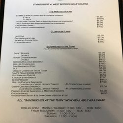 Stymie’s Rest - Menu