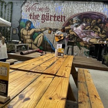 The Gärten - Stage at the end of the table - Beer Gardens Near Me - San Diego, California The Gärten - Stage at the end of the table - Beer Gardens Near Me - San Diego, California