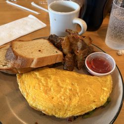 Maywood Grill - Western omelette with a coffee