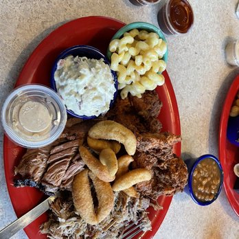 Bar-B-Que House - 3 meat plate, chicken tenders were a bit overdone. - Barbeque Near Me - Surfside Beach, South Carolina Bar-B-Que House - 3 meat plate, chicken tenders were a bit overdone. - Barbeque Near Me - Surfside Beach, South Carolina