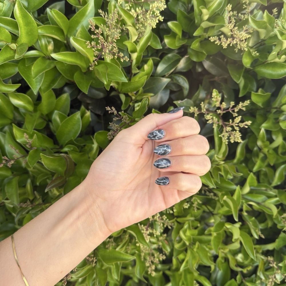 Hard gel polish with marble styled paint Hard gel polish with marble styled paint