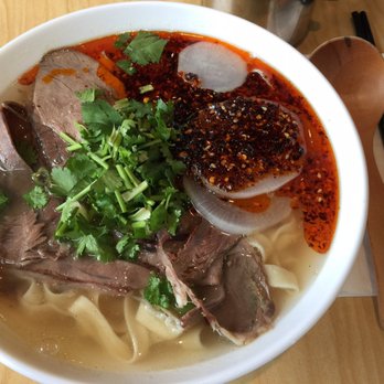 GB Hand-pulled Noodles - Small bowl with the first type of broad noodles - Chinese Near Me - Toronto, Ontario