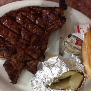 Mollie Monday's - 20oz T-bone $15.99 charred/fork tender. More bone-in NY Strip not much meat on opposite side of the bone - Steakhouses Near Me - Savannah, Tennessee Mollie Monday's - 20oz T-bone $15.99 charred/fork tender. More bone-in NY Strip not much meat on opposite side of the bone - Steakhouses Near Me - Savannah, Tennessee