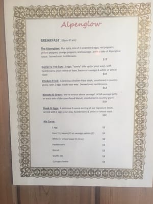 Menu photo 3 Alpenglow Restaurant East Glacier Park, MT