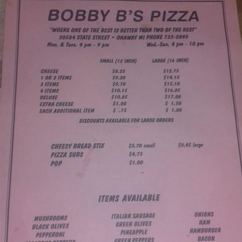 Bobby B's Pizza - Bobby keeps it simple - Pizza Near Me - Onaway, Michigan