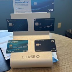 Chase Bank - Different types of cards. And showing that I was in the office.