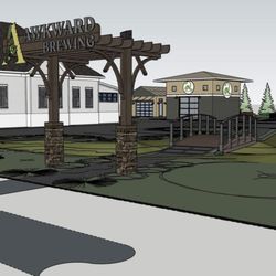 Awkward Brewing - The rendering. Brewery is behind the house.