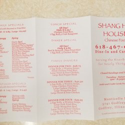 Shang Hai House Chinese Food - Menu