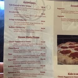 Orr's Brewing Company - Pizza menu
