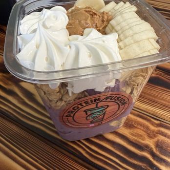Protein Fusion - Açaà protein bowl with peanut butter - Juice Bars & Smoothies Near Me - Atascadero, California Protein Fusion - Açaà protein bowl with peanut butter - Juice Bars & Smoothies Near Me - Atascadero, California