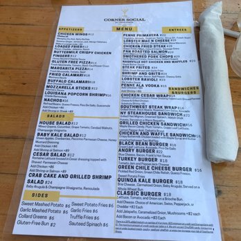 Corner Social - Menu - New American Near Me - New York, New York Corner Social - Menu - New American Near Me - New York, New York