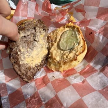 7th Street Burger 86th Street - Only one pickle didn't stand a chance to show flavor against the onions - Burgers Near Me - New York, New York