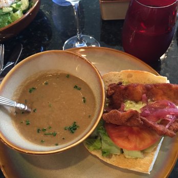 Curio Bistro - Panéed Pork Po Boy combo with crawfish bisque - Cajun/Creole Near Me - New Orleans, Louisiana