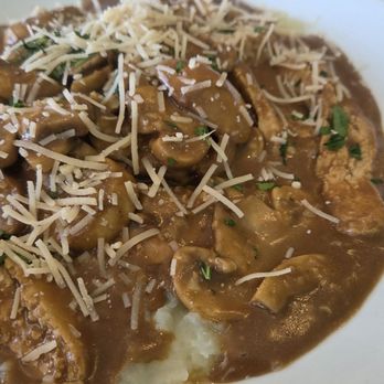 Simply Green Cafe - Beef Strogonov over mashed potatoes - Vegan Near Me - Ramsey, New Jersey