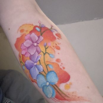 Enemy Tattoo - Watercolor orchid by Tyler - Tattoo Near Me - Everett, Washington