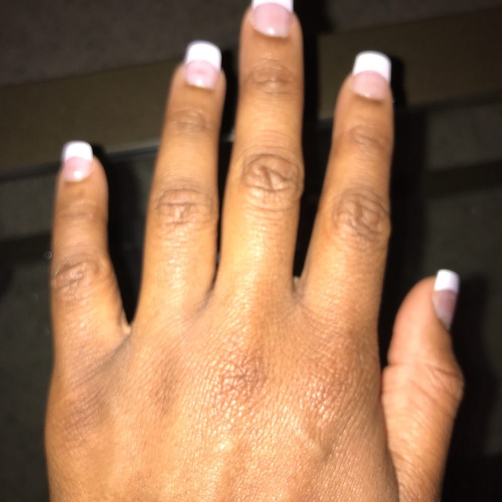White tips with pink powder White tips with pink powder