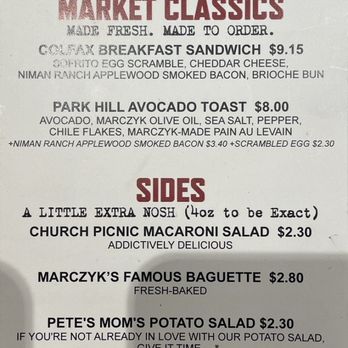 Marczyk Fine Foods - Menu (2/2) as of 5/15/25 - Delis Near Me - Denver, Colorado Marczyk Fine Foods - Menu (2/2) as of 5/15/25 - Delis Near Me - Denver, Colorado