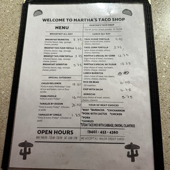 Martha's Taco Shop - Menu - Mexican Near Me - Ponder, Texas Martha's Taco Shop - Menu - Mexican Near Me - Ponder, Texas