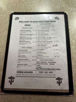 Menu photo 2 Martha's Taco Shop Ponder, TX Menu photo 2 Martha's Taco Shop Ponder, TX
