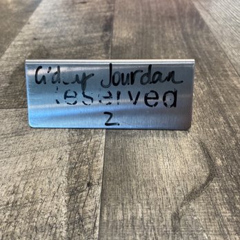 The Aussie Grind - Adorable reservation sign with my name that Angie INSISTED she get the correct spelling for - Cafes Near Me - Frisco, Texas