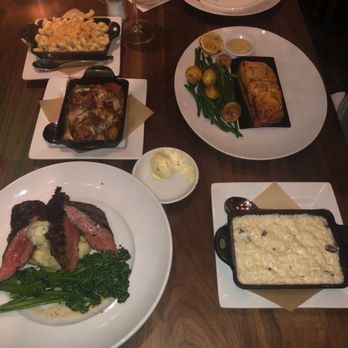 Seasons 52 - Lamb loin, potato skillet side, Mac & cheese side, Salmon, & Rosotto. - New American Near Me - San Antonio, Texas Seasons 52 - Lamb loin, potato skillet side, Mac & cheese side, Salmon, & Rosotto. - New American Near Me - San Antonio, Texas