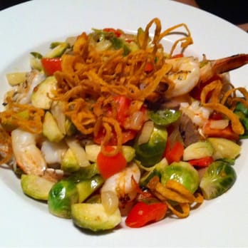 The Paper Canoe - Shrimp dish. Good shrimp, Brussels sprouts just "okay" - Seafood Near Me - Duck, North Carolina The Paper Canoe - Shrimp dish. Good shrimp, Brussels sprouts just "okay" - Seafood Near Me - Duck, North Carolina