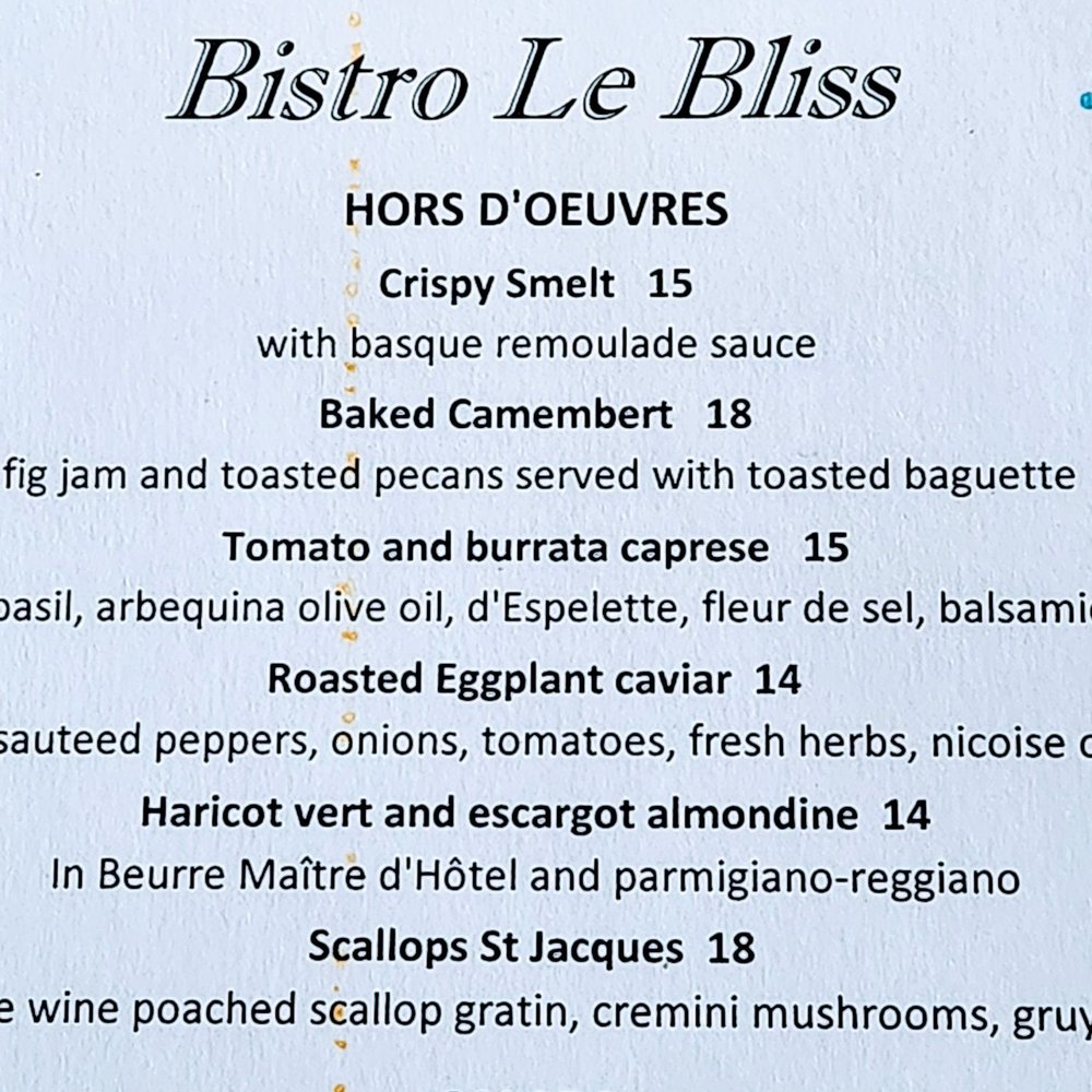 Food menu