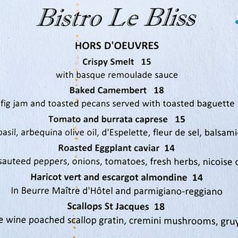 Bistro Le Bliss - Food menu - French Near Me - West Bloomfield, Michigan Bistro Le Bliss - Food menu - French Near Me - West Bloomfield, Michigan