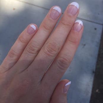 Colour Nails Spa - Short, Rounded French Tips by Andy - Nail Salons Near Me - Los Angeles, California