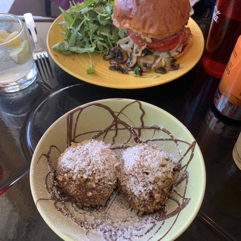 Rhody Roots - Fried rice pudding balls Mushroom burger - Gluten-Free Near Me - Warren, Rhode Island Rhody Roots - Fried rice pudding balls Mushroom burger - Gluten-Free Near Me - Warren, Rhode Island